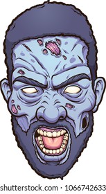 Black man angry zombie head. Vector clip art illustration with simple gradients. All in a single layer.
