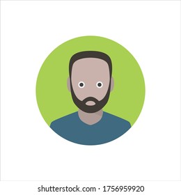 Black man with beard avatar icon on white background