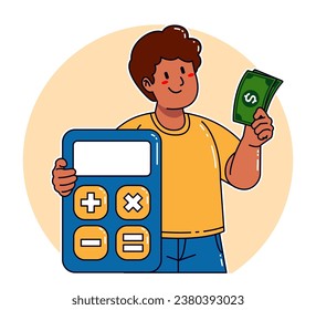 A  black man carries a calculator