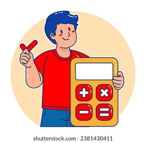 A  black man carries a calculator
