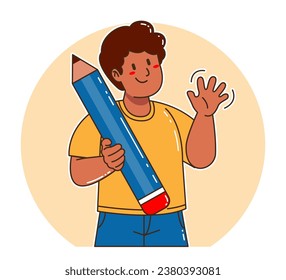 A black man carries a pencil
