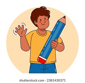 A black man carries a pencil