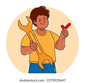 a Black Man carrying a Wrench
