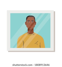 black man cartoon in frame design, Boy male person people human social media and portrait theme Vector illustration