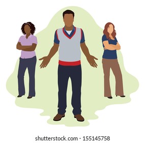 Black man choosing between two women of different races.