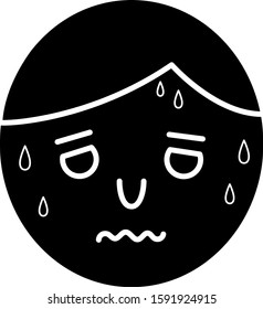 Black Man with excessive sweating icon isolated on white background.  Vector Illustration