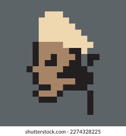 Black Man Face Abstract Character for Avatar white hair. NFT avatar Pixel style. Crypto guy NFT token. Face character. Non-fungible token. Vector