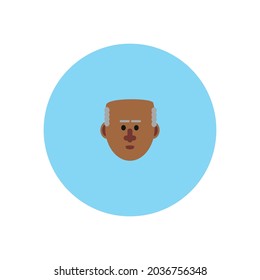 black man face avatar on blue background