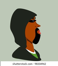 black man with goatee wearing hoodie sweater