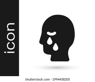 Black Man graves funeral sorrow icon isolated on white background. The emotion of grief, sadness, sorrow, death.  Vector