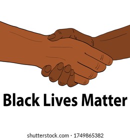 Black man hands with black lives matter words on white, stock vector illustration