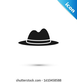 Black Man hat with ribbon icon isolated on white background.  Vector Illustration