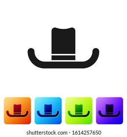 Black Man hat with ribbon icon isolated on white background. Set icons in color square buttons. Vector Illustration