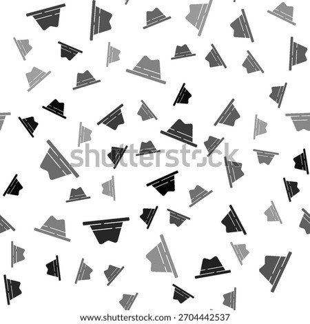 Black Man hat with ribbon icon isolated seamless pattern on white background.  Vector