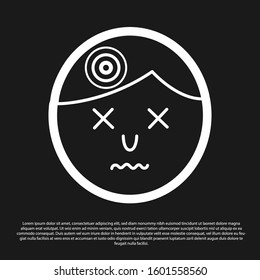 Black Man having headache, migraine icon isolated on black background.  Vector Illustration
