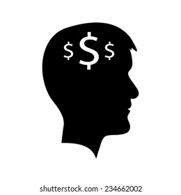 Black man head with dollar signs. Business idea