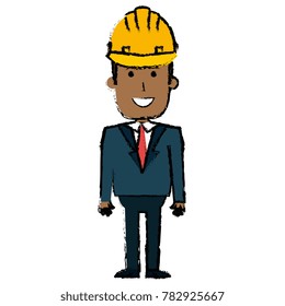 black man with helmet construction