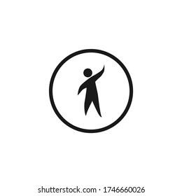Icono del hombre negro, emblema, logotipo en círculo negro, ilustración vectorial de estilo plano
