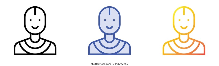 black man icon. Linear, Blue Fill and Gradient Style Design Isolated On White Background