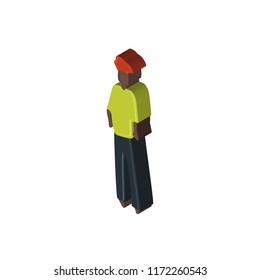 Black man isometric left top view 3D icon