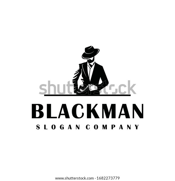 Black Man Logo Design Awesome Man Stock Vector (Royalty Free) 1682273779