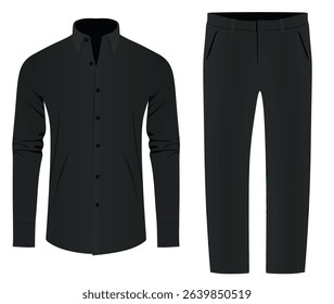 Black man long sleeve shirt and pants. vector illustration	
