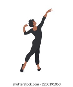 Black Man, Male Ballet Dancer isolated on white. Man Classical Choreography dancer.  Cartoon flat vector illustration