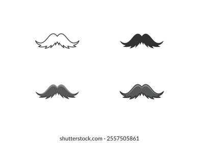 black man mustache icon, barbershop mustache made in outline, silhouette, flat and cartoon styles