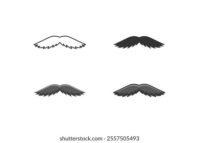 black man mustache icon made in outline, silhouette, flat and cartoon style