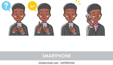 Hombre negro operando un smartphone
