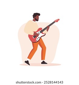 A black man plays guitar Illustration