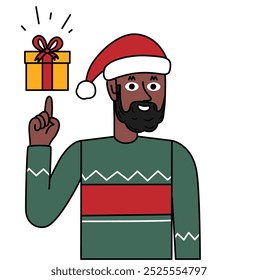 black man raising his finger pointing at the perfect gift