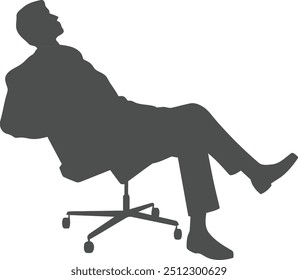 Black Man Silhouette Relaxed in Office Chair. Black Man Silhouette sitting back in an office chair. Download this high-quality royalty-free stock image, ideal for illustrating themes.