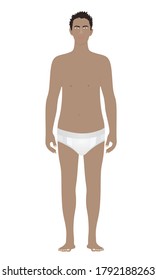 Black man standing in underwear. vector
