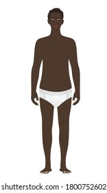 Black man standing in underwear. vector