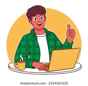 A black man studying or working on a laptop