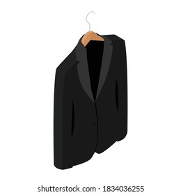 Black man suit isolated on white background. Business suit, business, mens suit, man in suit. Isometric view. Vector