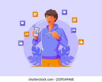Black man surfing the internet using smartphone