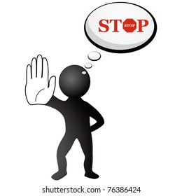 Black man thinking about STOP. Vector