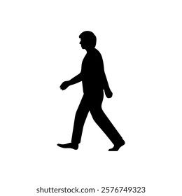 Black Man Walking silhouette vector illustration on white background.