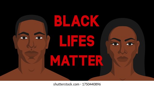 Black man and woman. Black Lives Matter poster