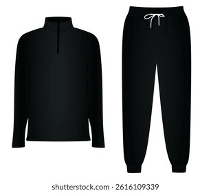 Black  man zip top t shirt and bottom. vector illustration