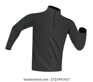 Camiseta de hombre negro con cremallera. Ilustración vectorial