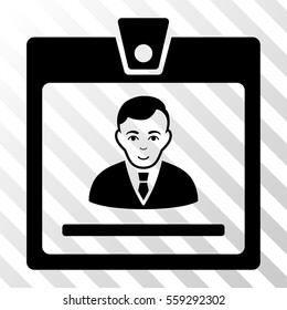Black Manager Badge toolbar icon. Vector pictogram style is a flat symbol on diagonal hatch transparent background.
