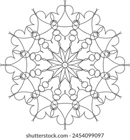  Vector negro del ícono del arte de mandala e ilustración 