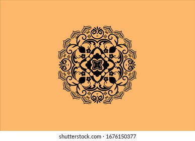 mandala negra con naranja de fondo