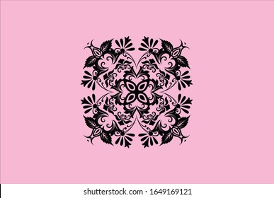 black mandala with background pink