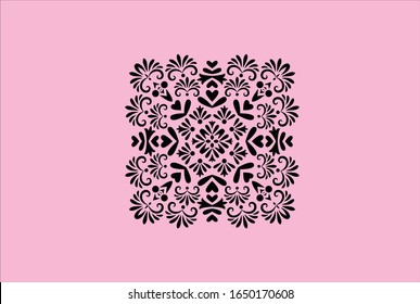 black mandala with background pink