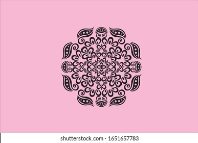black mandala with background pink