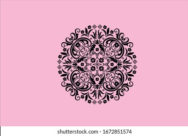 black mandala with background pink